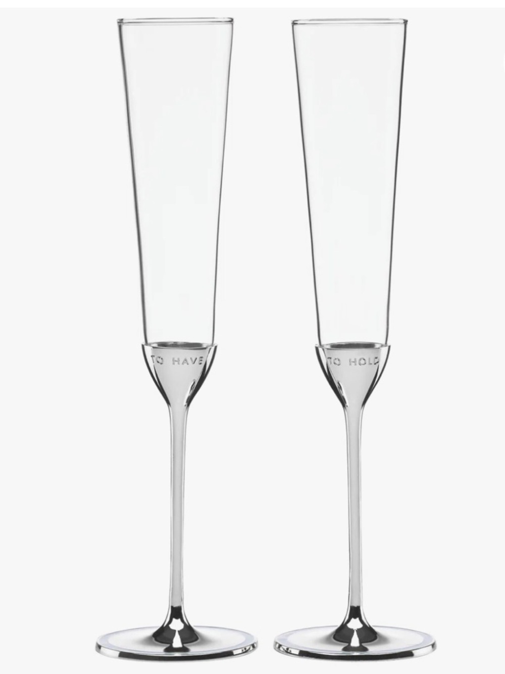 Kate Spade / Lenox Silver Champagne Take the Cake 6 oz Toasting Flutes (Pair)